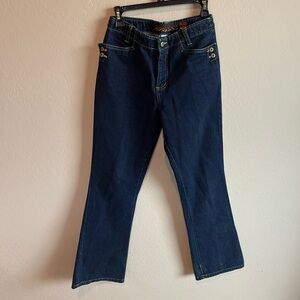 Vintage Dark Wash High Rise No Excuses 100% Cotton Flare Leg Jeans Size 7/8
